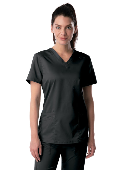 Women's Three-Pocket Fade Resistant V-Neck Top - 4160 - Black