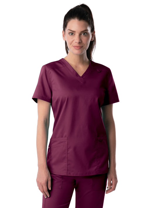 Women's Three-Pocket Fade Resistant V-Neck Top - 4160 - Wine