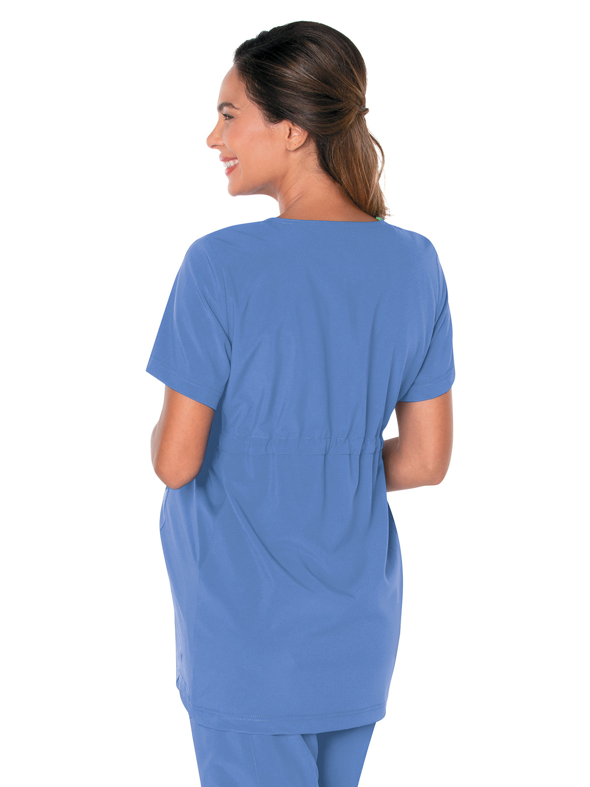 Women's 3-Pocket Adjustable Drawstring Empire Waist V-Neck Maternity Scrub Top