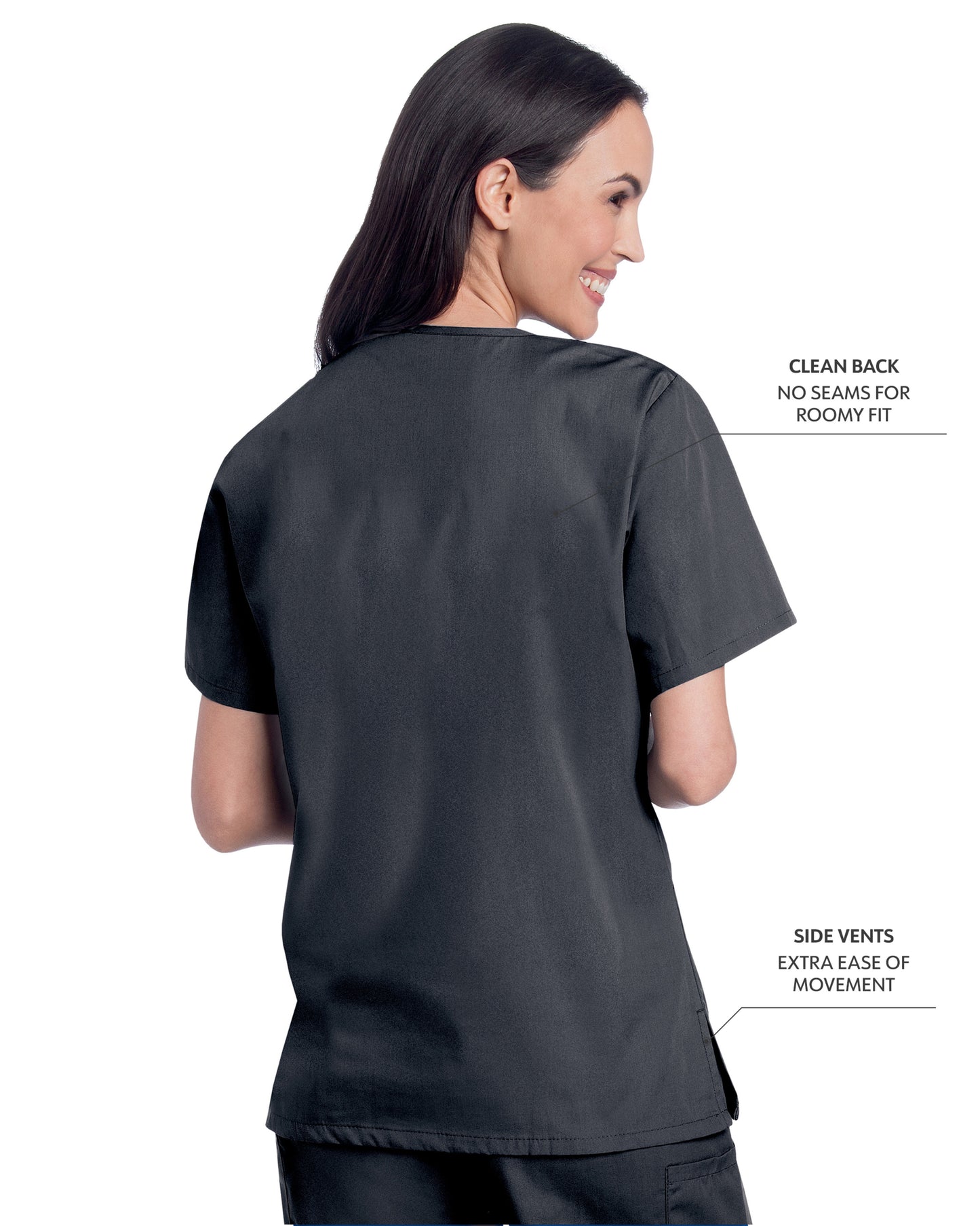 Women's 3-Pocket Clean Back V-Neck Scrub Top