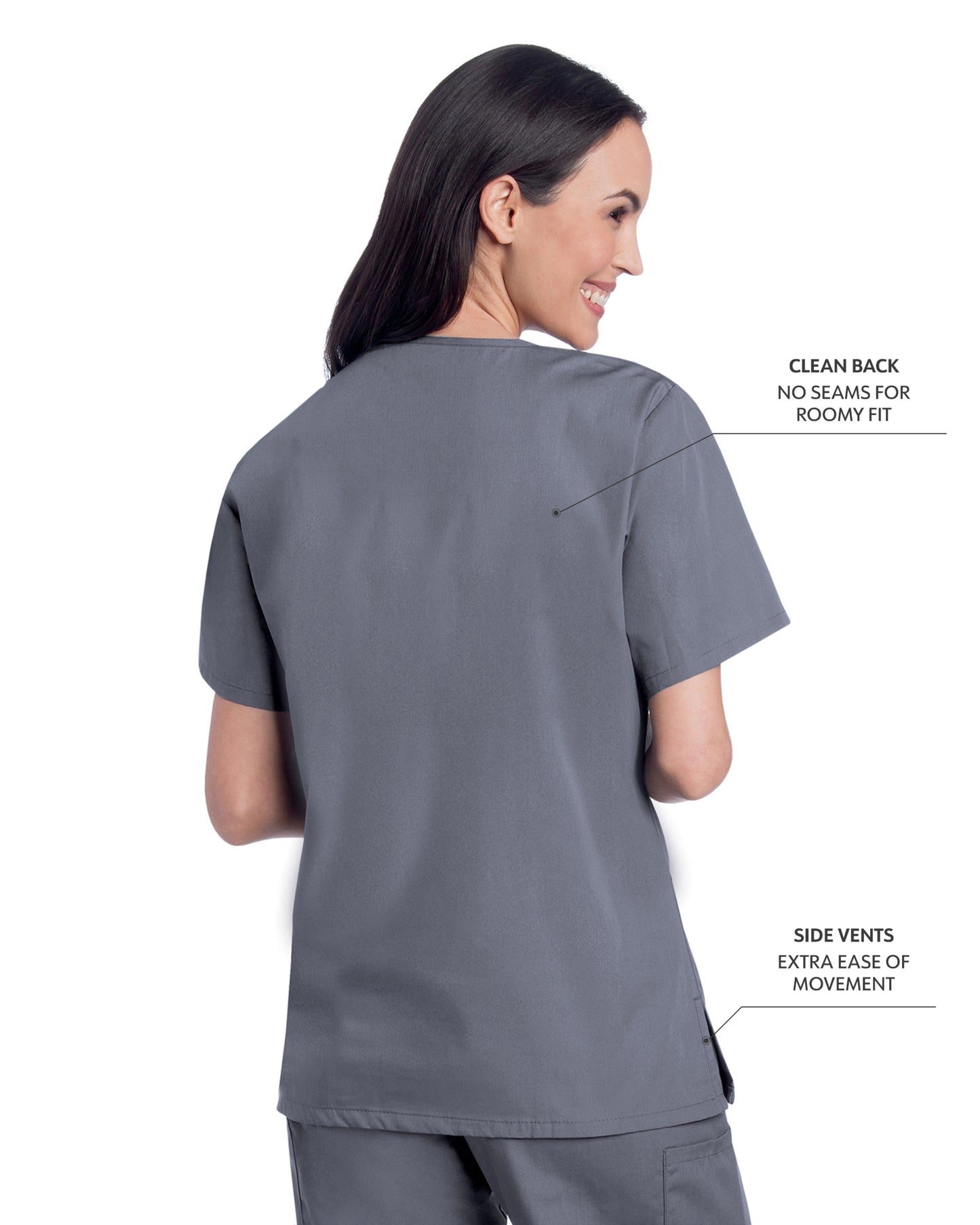 Women's 3-Pocket Clean Back V-Neck Scrub Top