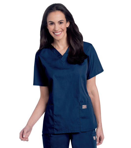 Women's 3-Pocket Clean Back V-Neck Scrub Top