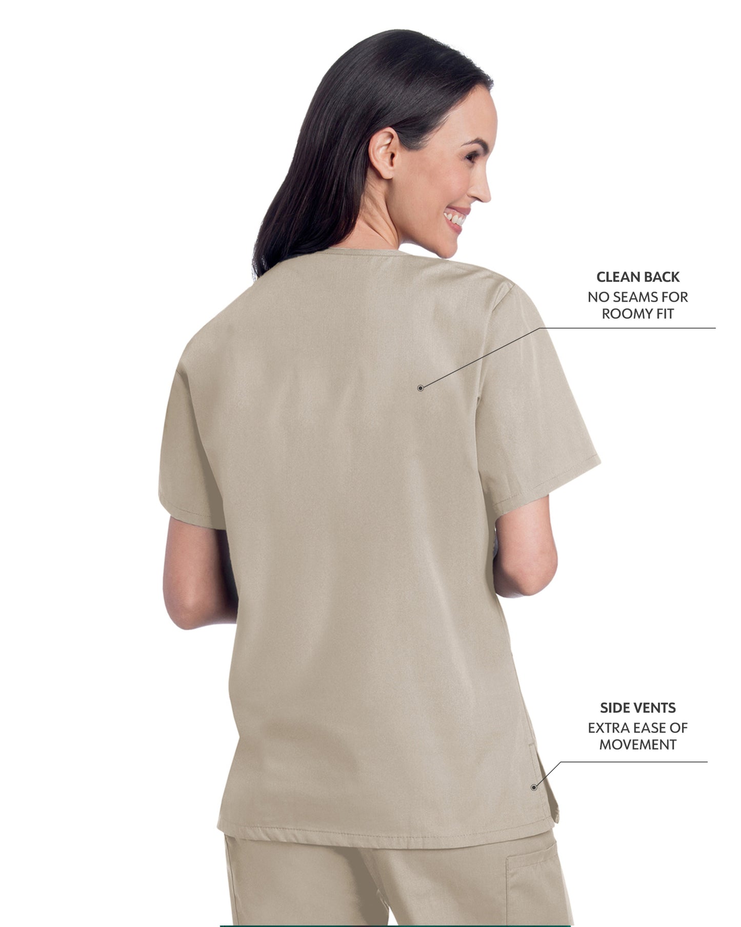 Women's 3-Pocket Clean Back V-Neck Scrub Top