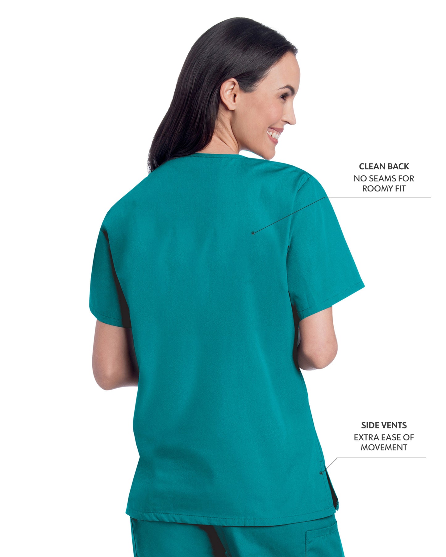 Women's 3-Pocket Clean Back V-Neck Scrub Top