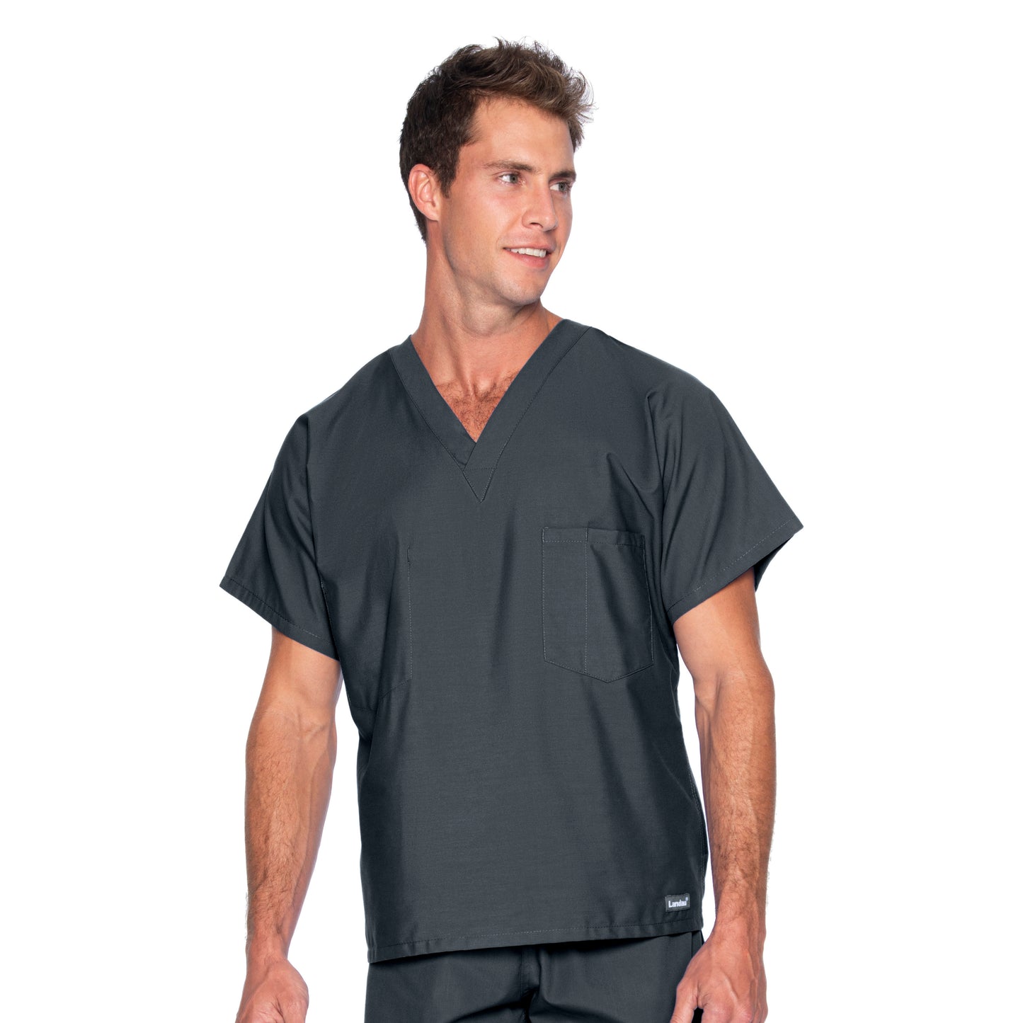 Unisex One-Pocket Reversible V-Neck Top - 7502 - Graphite