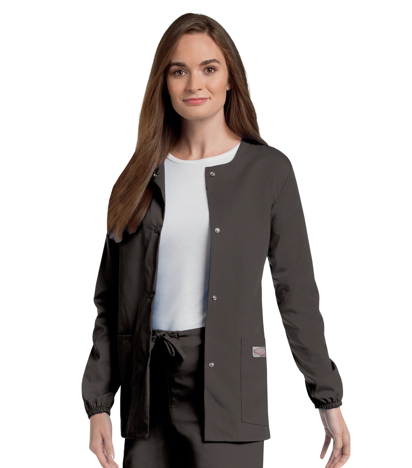 Women's 3-Pocket Crew Neck Warm-Up Scrub Jacket