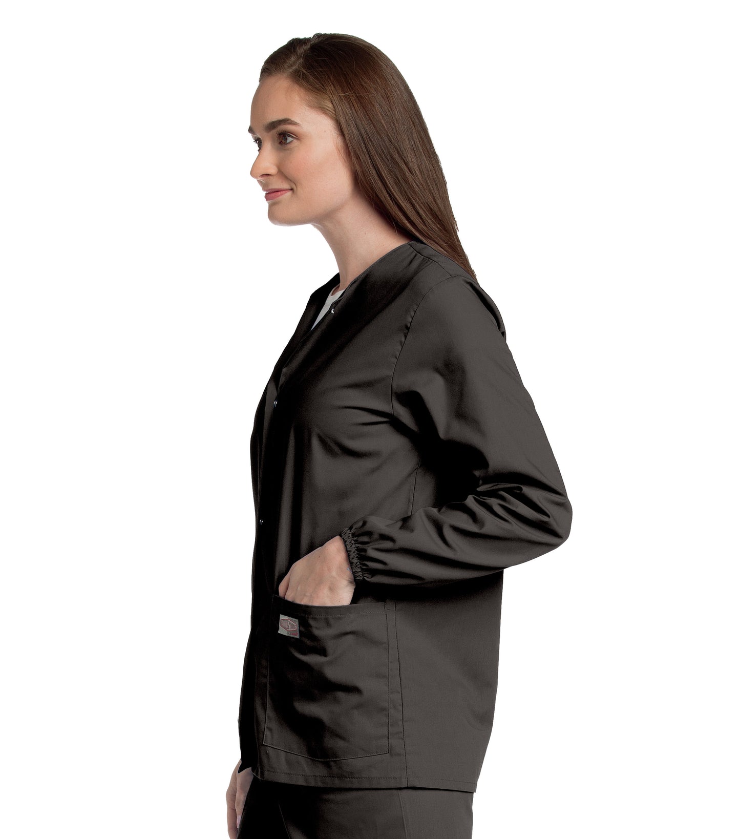 Women's 3-Pocket Crew Neck Warm-Up Scrub Jacket