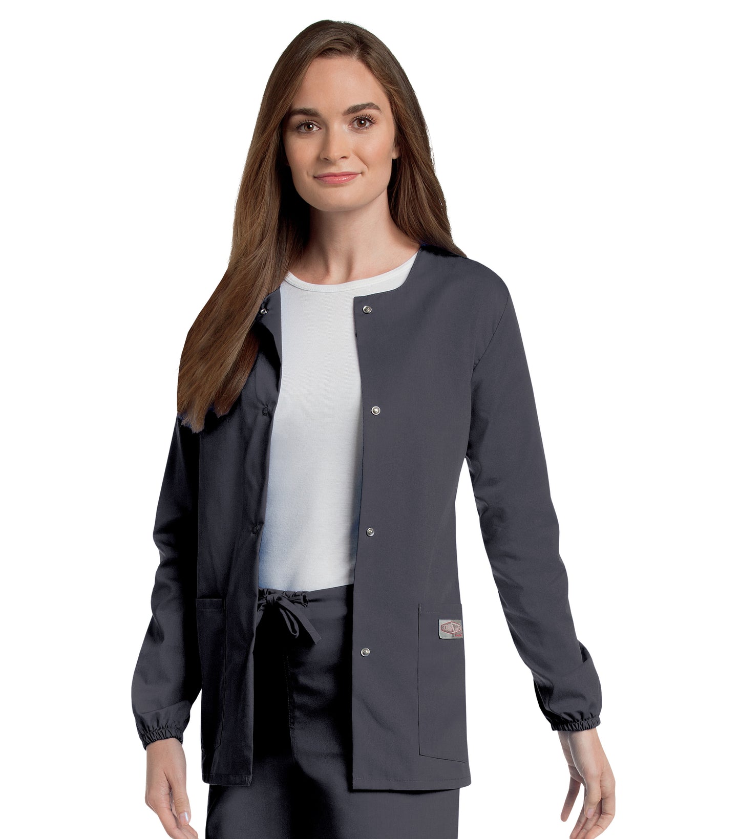 Women's 3-Pocket Crew Neck Warm-Up Scrub Jacket