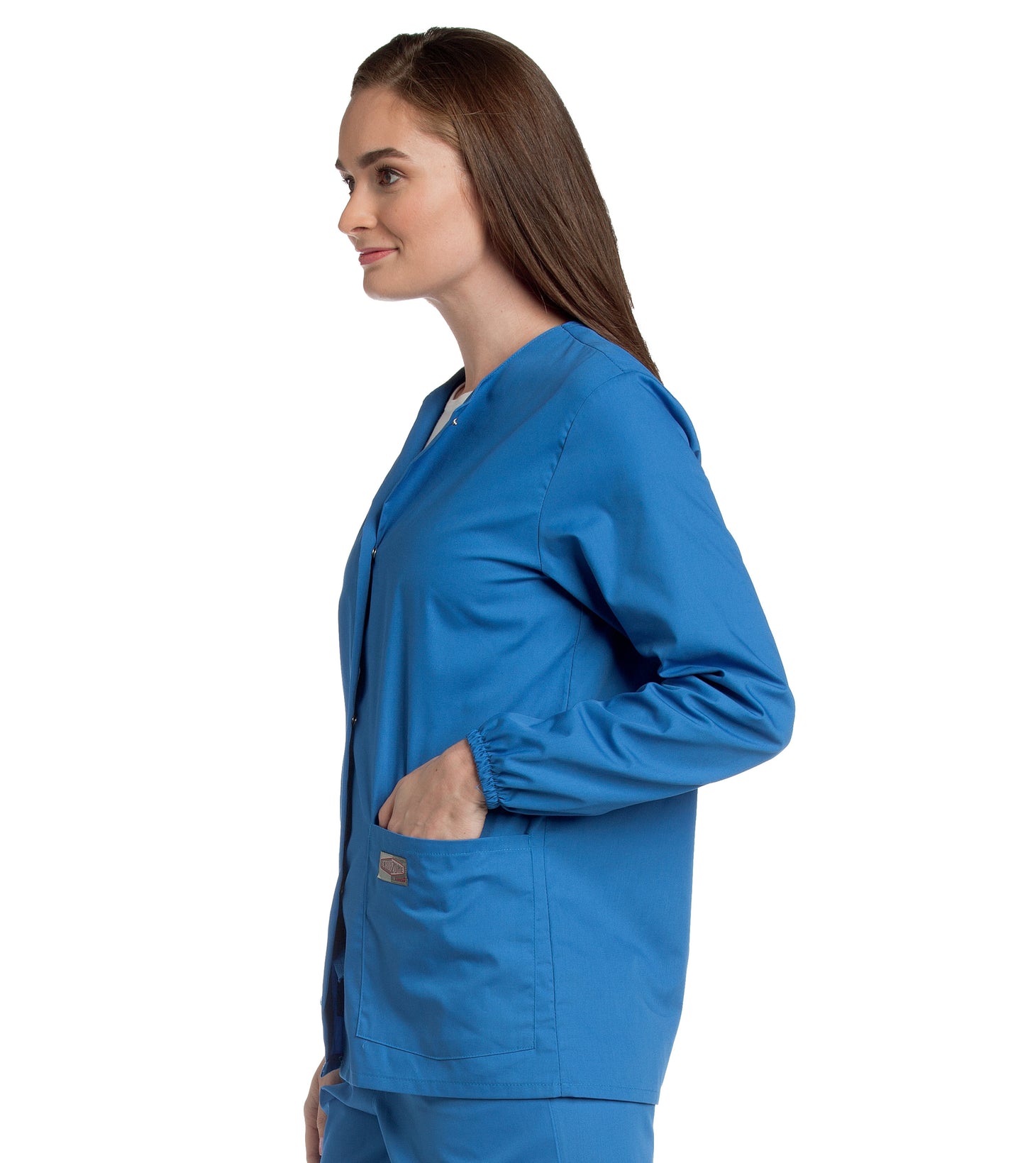 Women's 3-Pocket Crew Neck Warm-Up Scrub Jacket