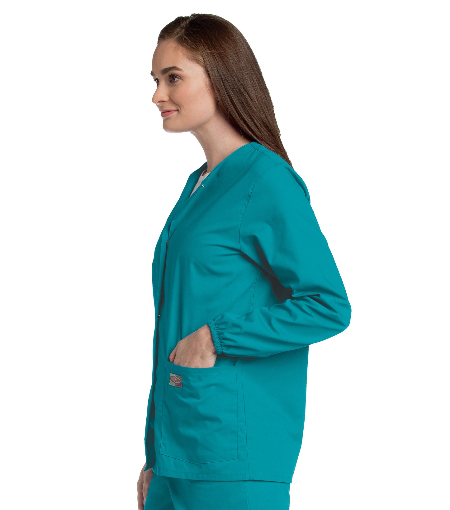 Women's 3-Pocket Crew Neck Warm-Up Scrub Jacket