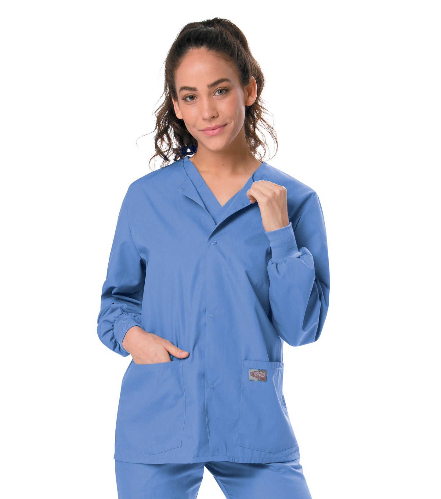 Unisex 3-Pocket Snap-Front Warm-Up Scrub Jacket