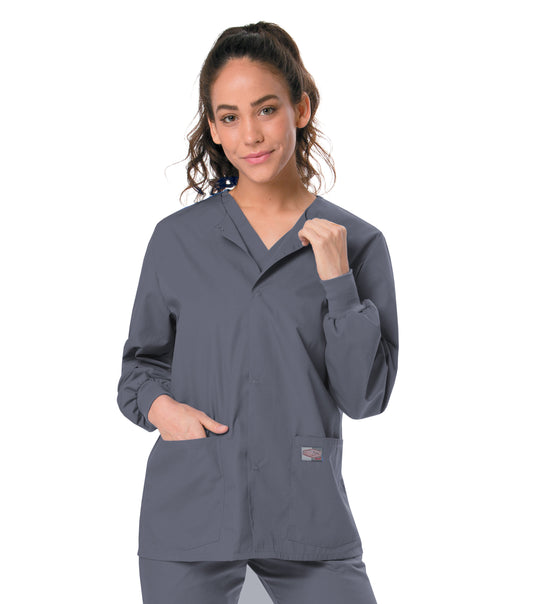 Unisex Three-Pocket Snap-Front Warm-Up Jacket - 75231 - Steel Grey