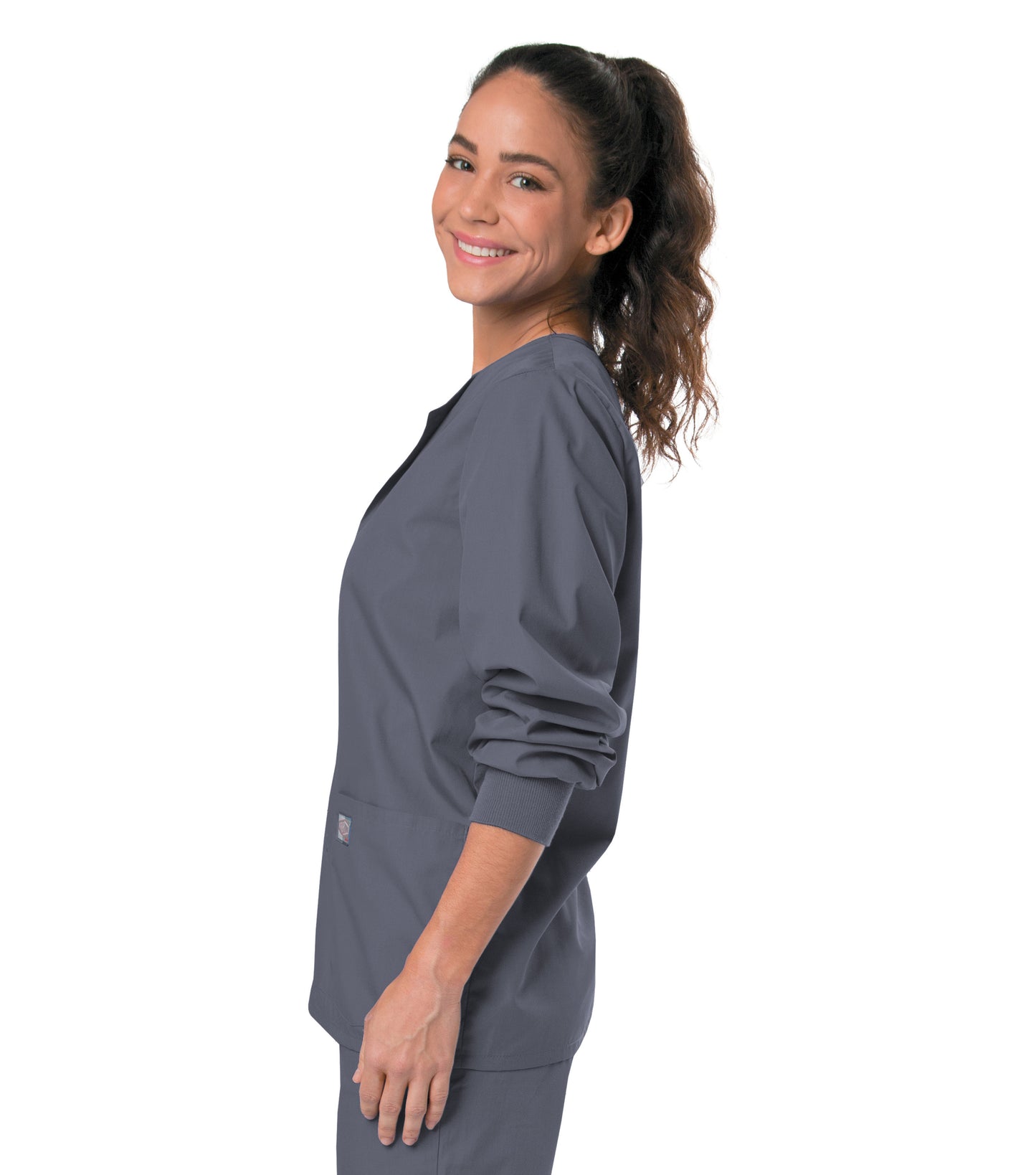 Unisex 3-Pocket Snap-Front Warm-Up Scrub Jacket