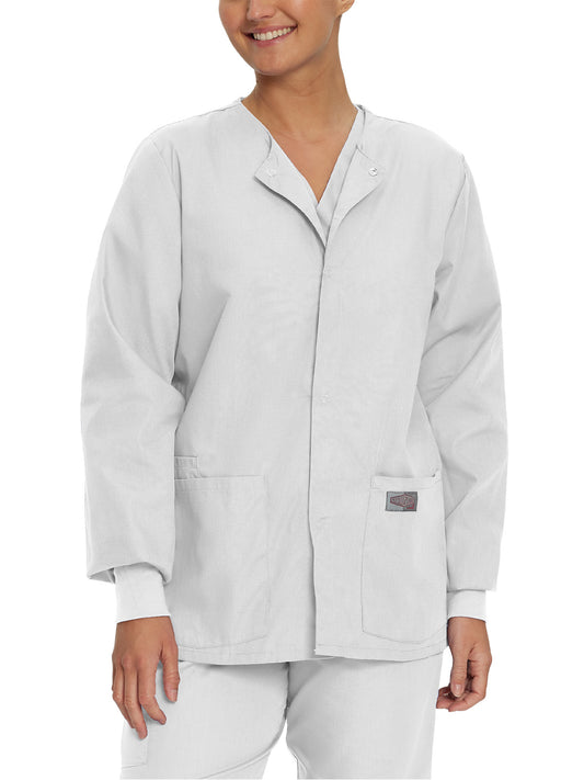Unisex Three-Pocket Snap-Front Warm-Up Jacket - 75231 - White
