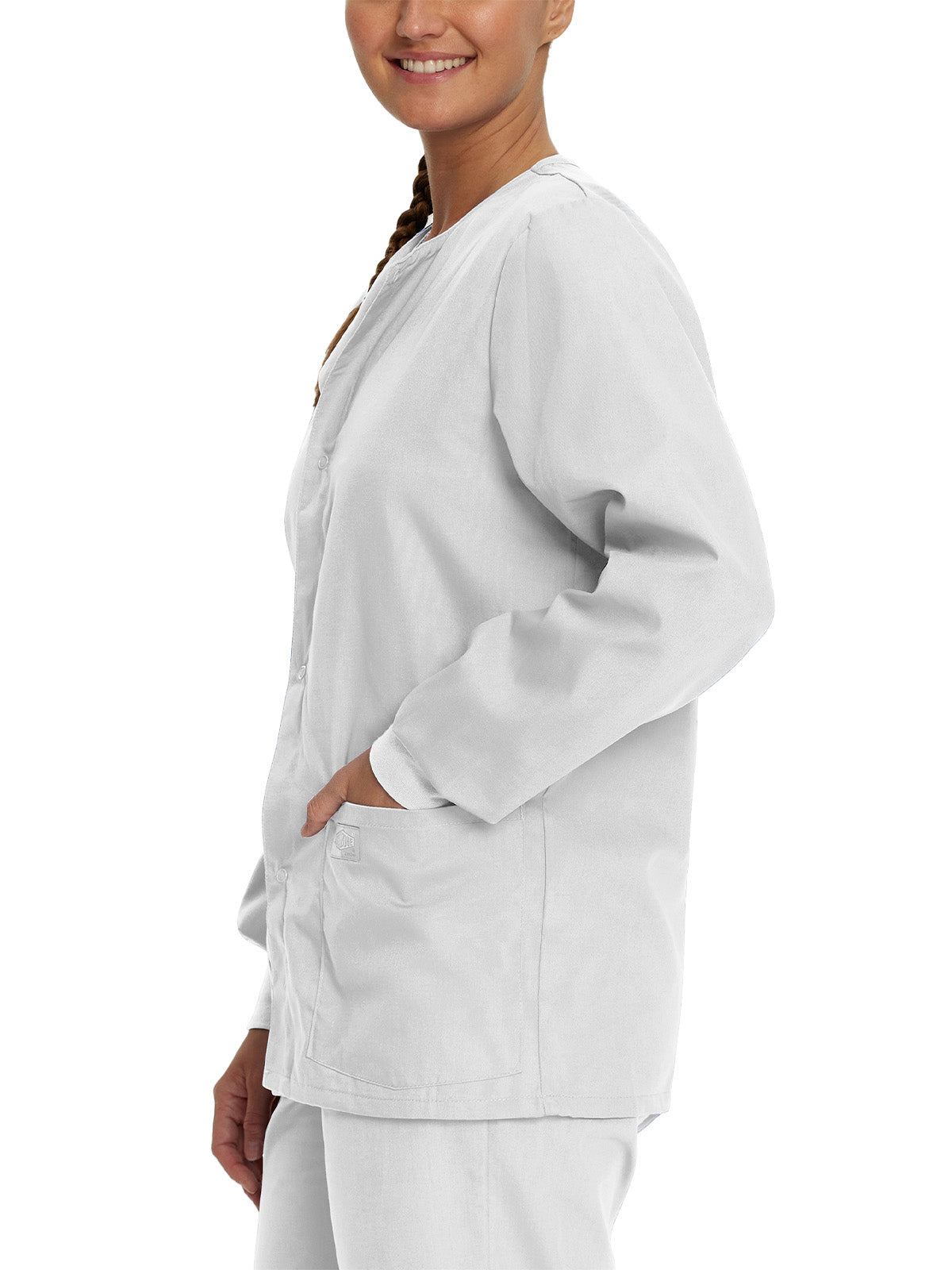 Unisex 3-Pocket Snap-Front Warm-Up Scrub Jacket