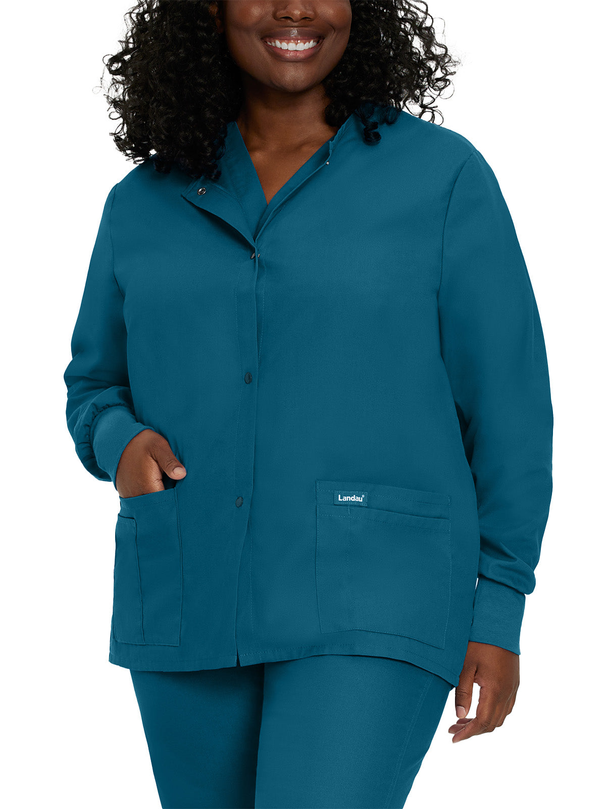 Women's 4-Pocket Crew Neck Warm-Up Scrub Jacket