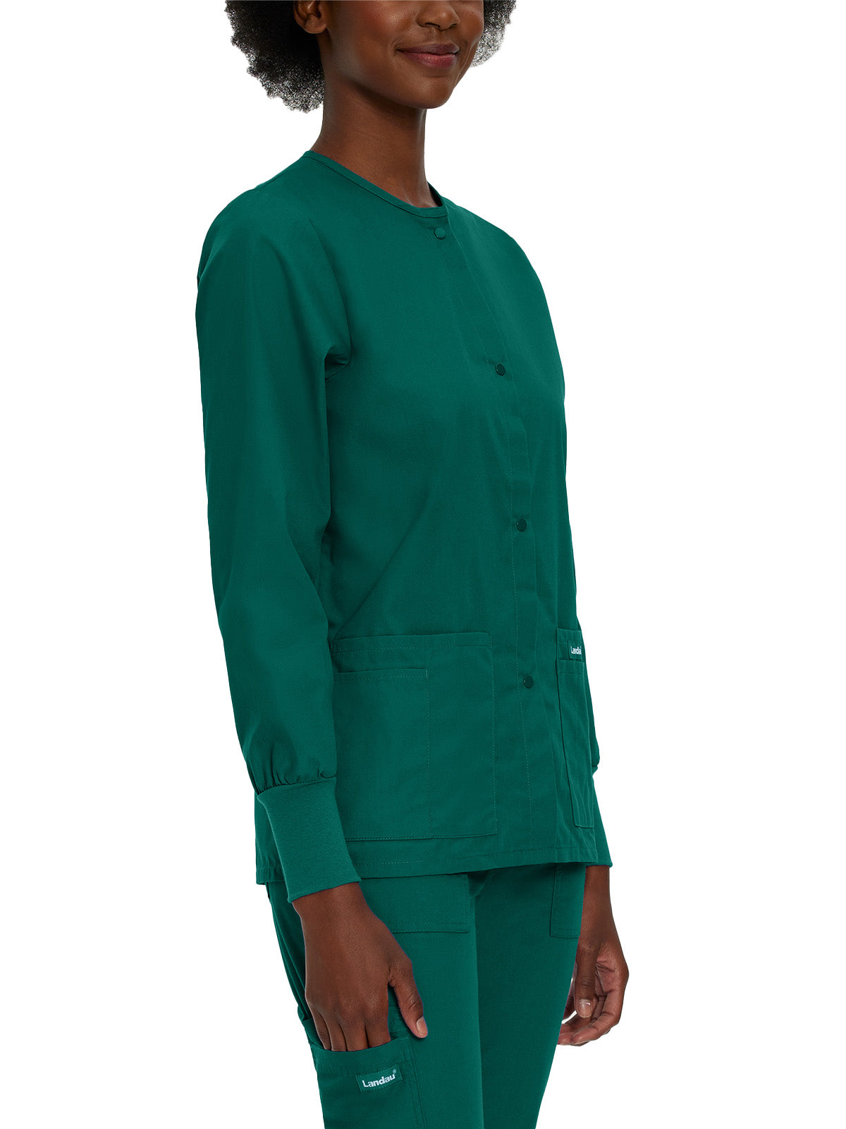 Women's 4-Pocket Crew Neck Warm-Up Scrub Jacket