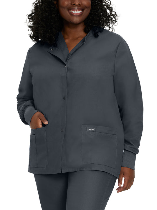 Women's Four-Pocket Crew Neck Warm-Up Jacket - 7525 - Graphite