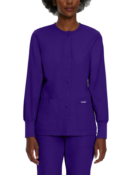 Women's 4-Pocket Crew Neck Warm-Up Scrub Jacket