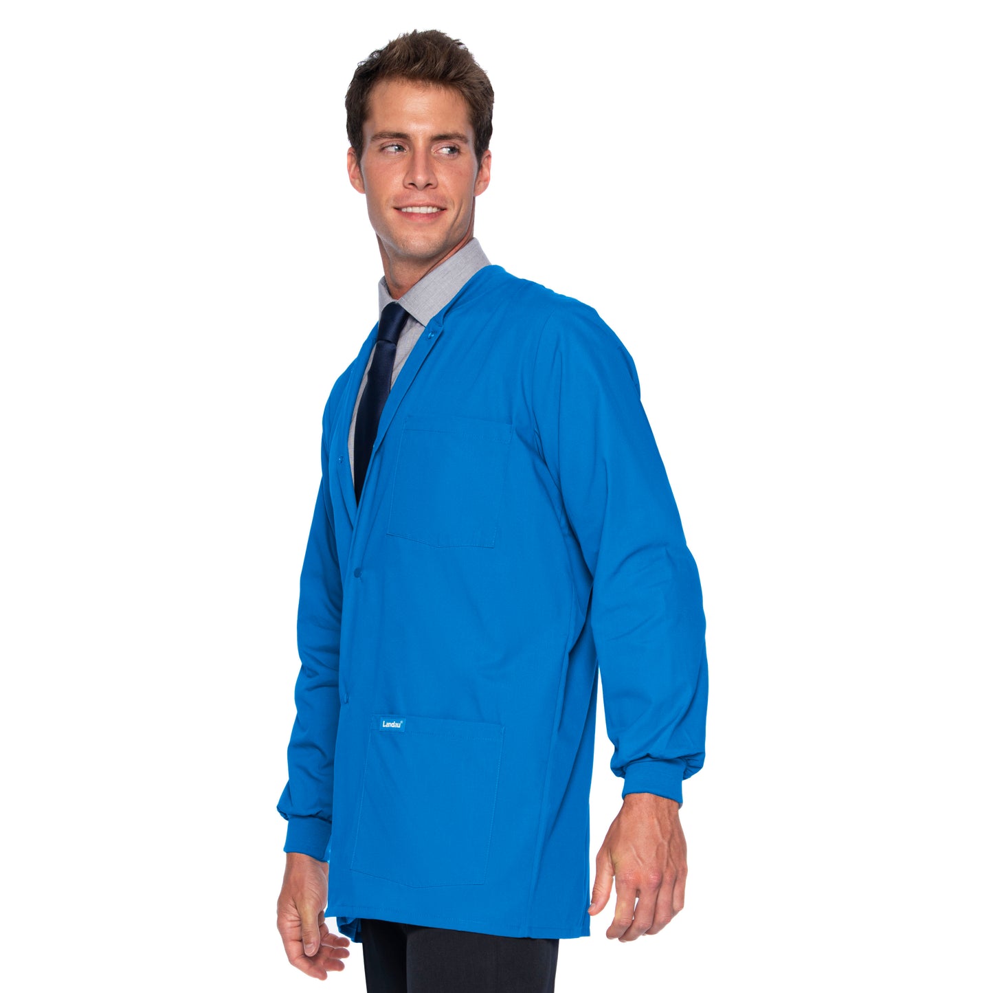 Men's 5-Pocket Crew Neck Warm-Up Scrub Jacket