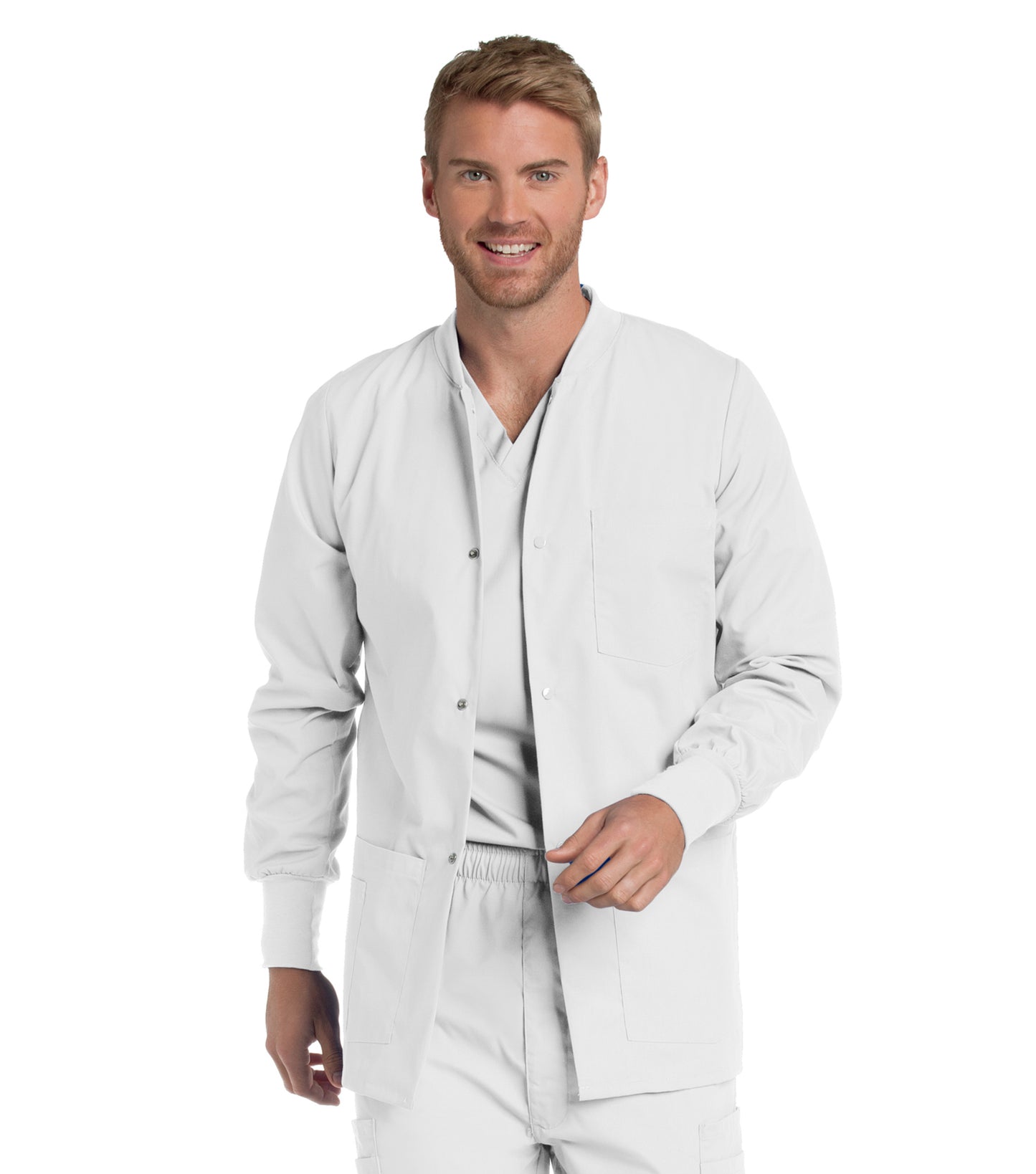 Men's 5-Pocket Crew Neck Warm-Up Scrub Jacket