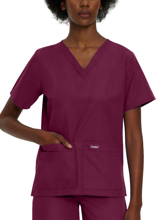 Women's 4-Pocket Durable V-Neck Scrub Top