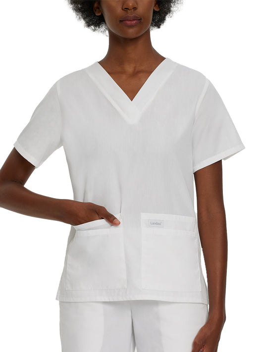 Women's 4-Pocket Durable V-Neck Scrub Top