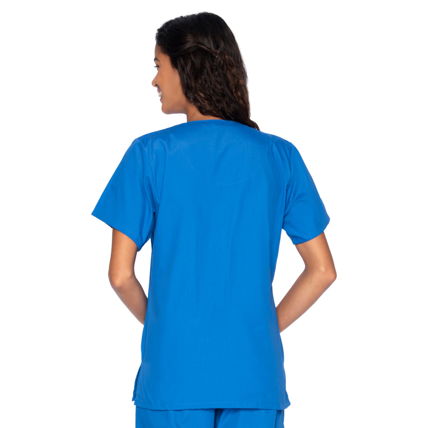 Women's 4-Pocket Snap-Front V-Neck Scrub Top