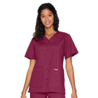 Women's Four-Pocket Snap-Front V-Neck Top - 8232 - Wine