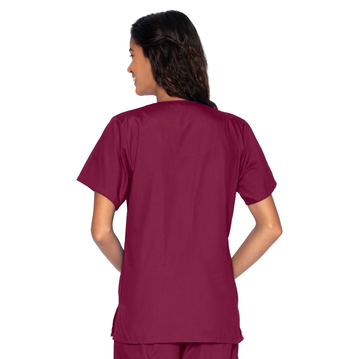 Women's 4-Pocket Snap-Front V-Neck Scrub Top