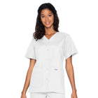 Women's Four-Pocket Snap-Front V-Neck Top - 8232 - White