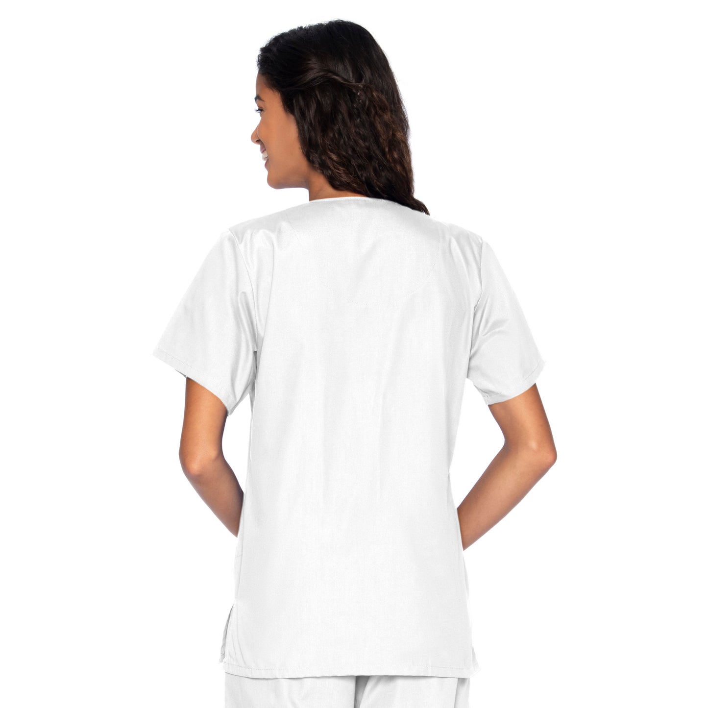 Women's 4-Pocket Snap-Front V-Neck Scrub Top