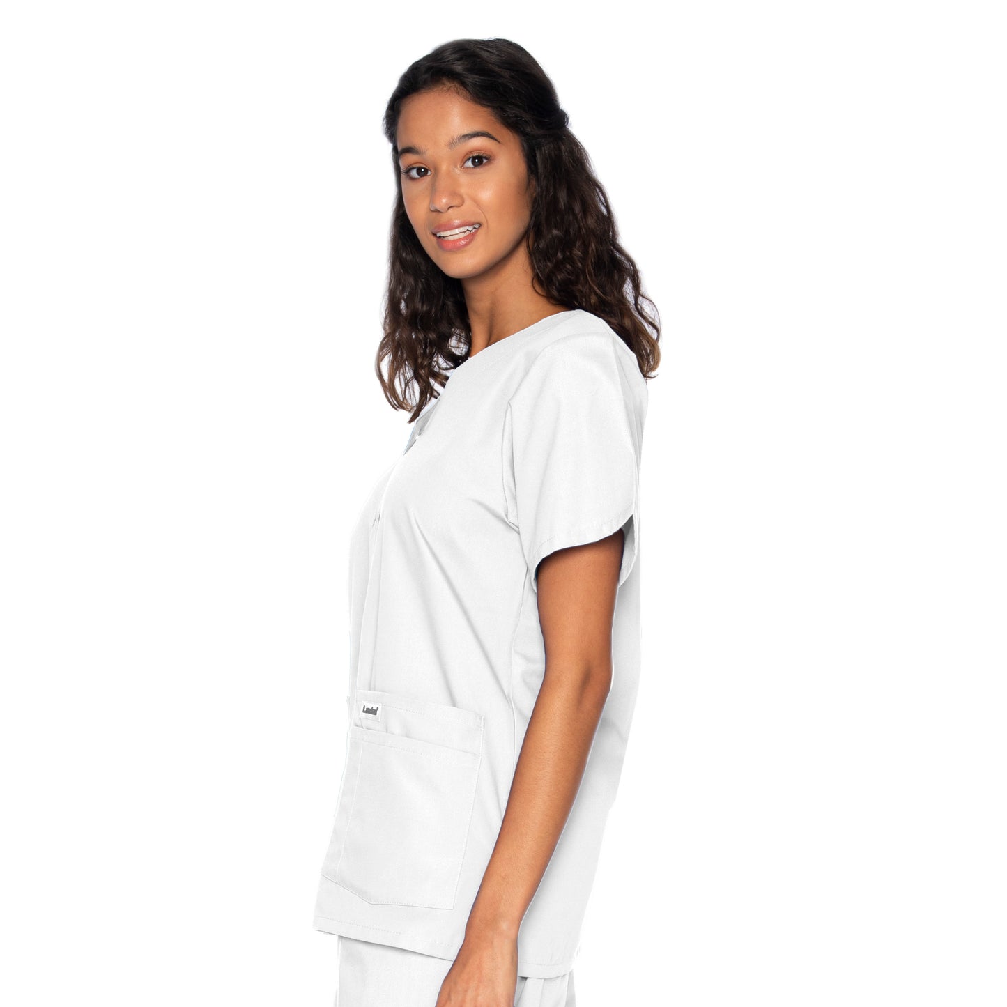 Women's 4-Pocket Snap-Front V-Neck Scrub Top