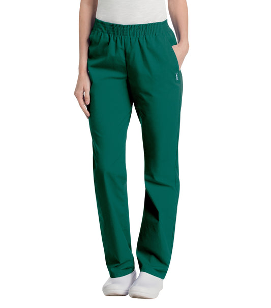 Women's Two-Pocket High-Rise Elastic Waist Straight Leg Pant - 8327 - Hunter Green