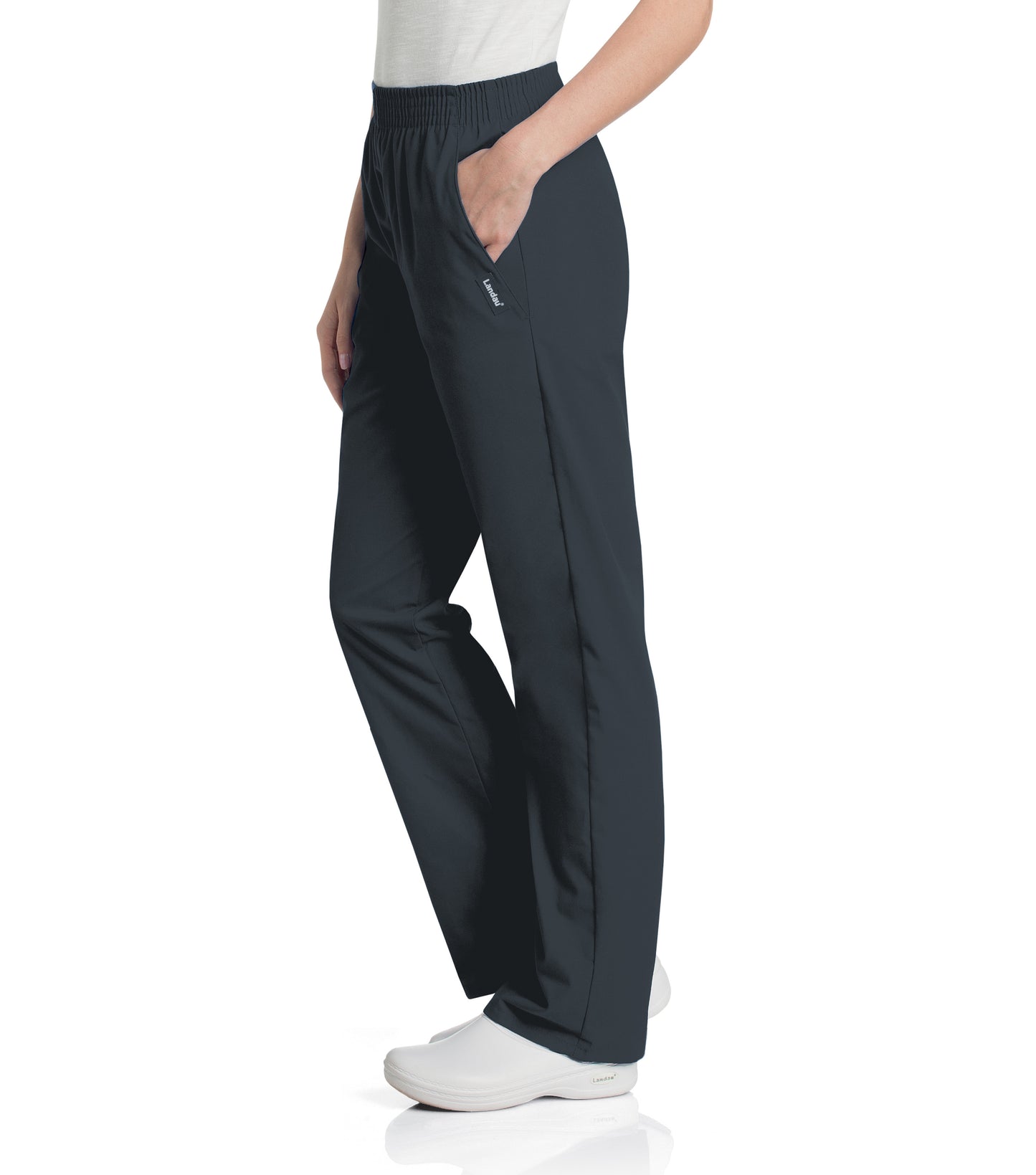 Women's 2-Pocket High-Rise Elastic Waist Straight Leg Pant