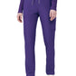 Women's Seven-Pocket Mid-Rise Rib-Knit Elastic Waist Cargo Pant - LB400 - Grape