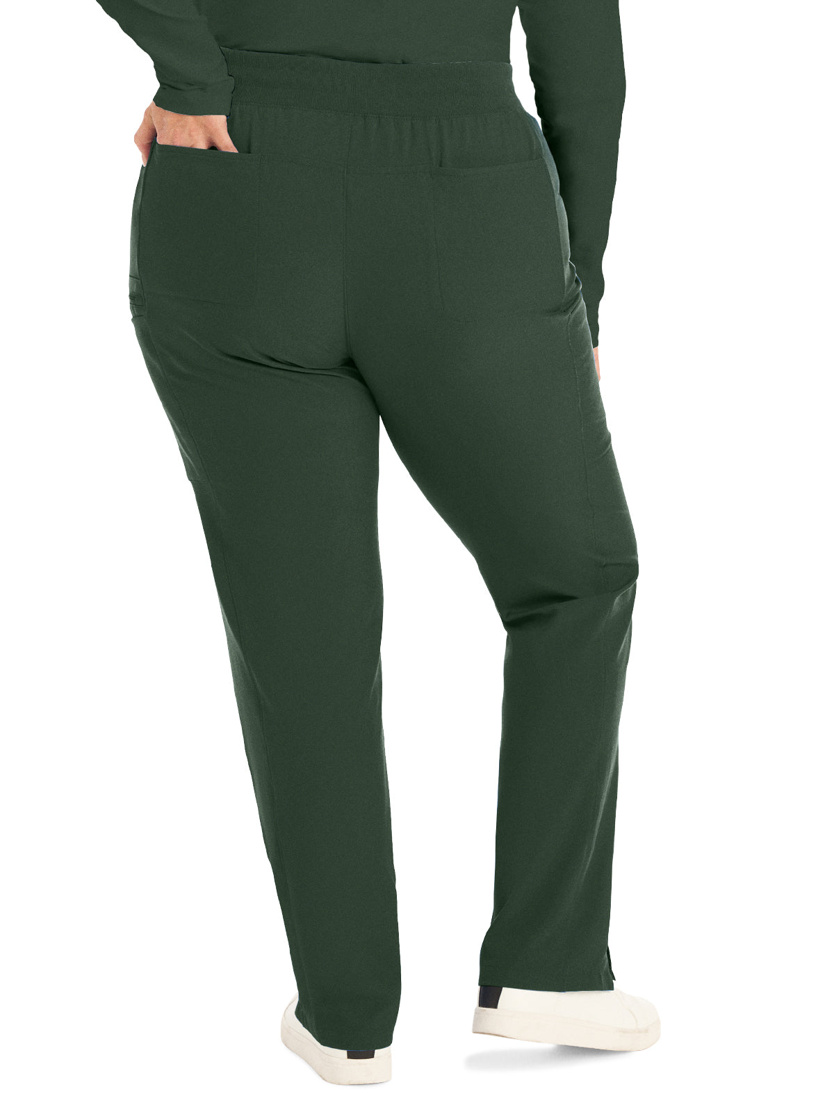 Women's 7-Pocket Mid-Rise Rib-Knit Elastic Waist Cargo Scrub Pant