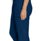 Women's 7-Pocket Mid-Rise Rib-Knit Elastic Waist Cargo Scrub Pant