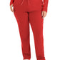 Women's 7-Pocket Mid-Rise Rib-Knit Elastic Waist Cargo Scrub Pant