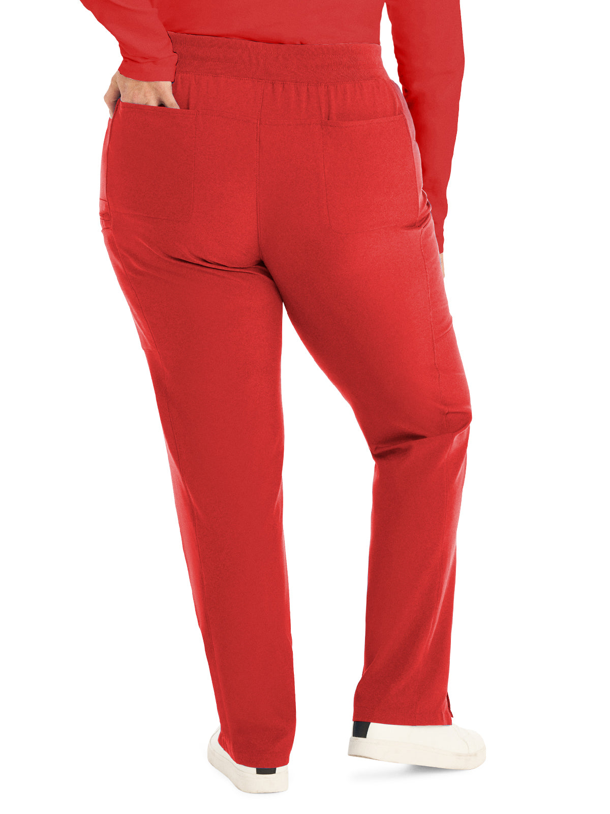 Women's 7-Pocket Mid-Rise Rib-Knit Elastic Waist Cargo Scrub Pant