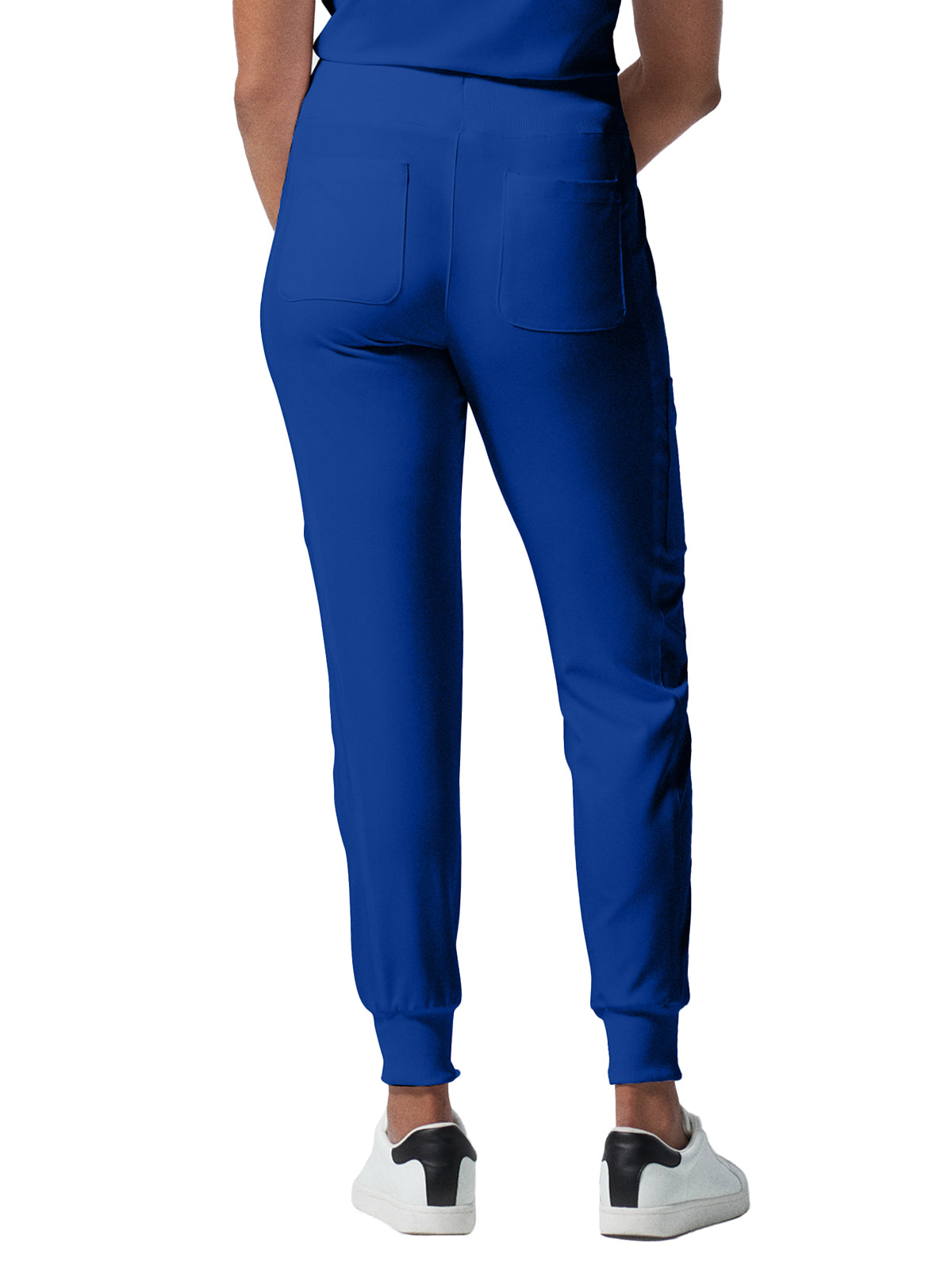 Women's 7-Pocket Mid-Rise Rib-Knit Elastic Waist Cargo Scrub Pant