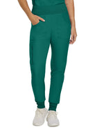 Women's Seven-Pocket Mid-Rise Rib-Knit Elastic Waist Cargo Pant - LB401 - Hunter