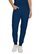 Women's Seven-Pocket Mid-Rise Rib-Knit Elastic Waist Cargo Pant - LB401 - Navy