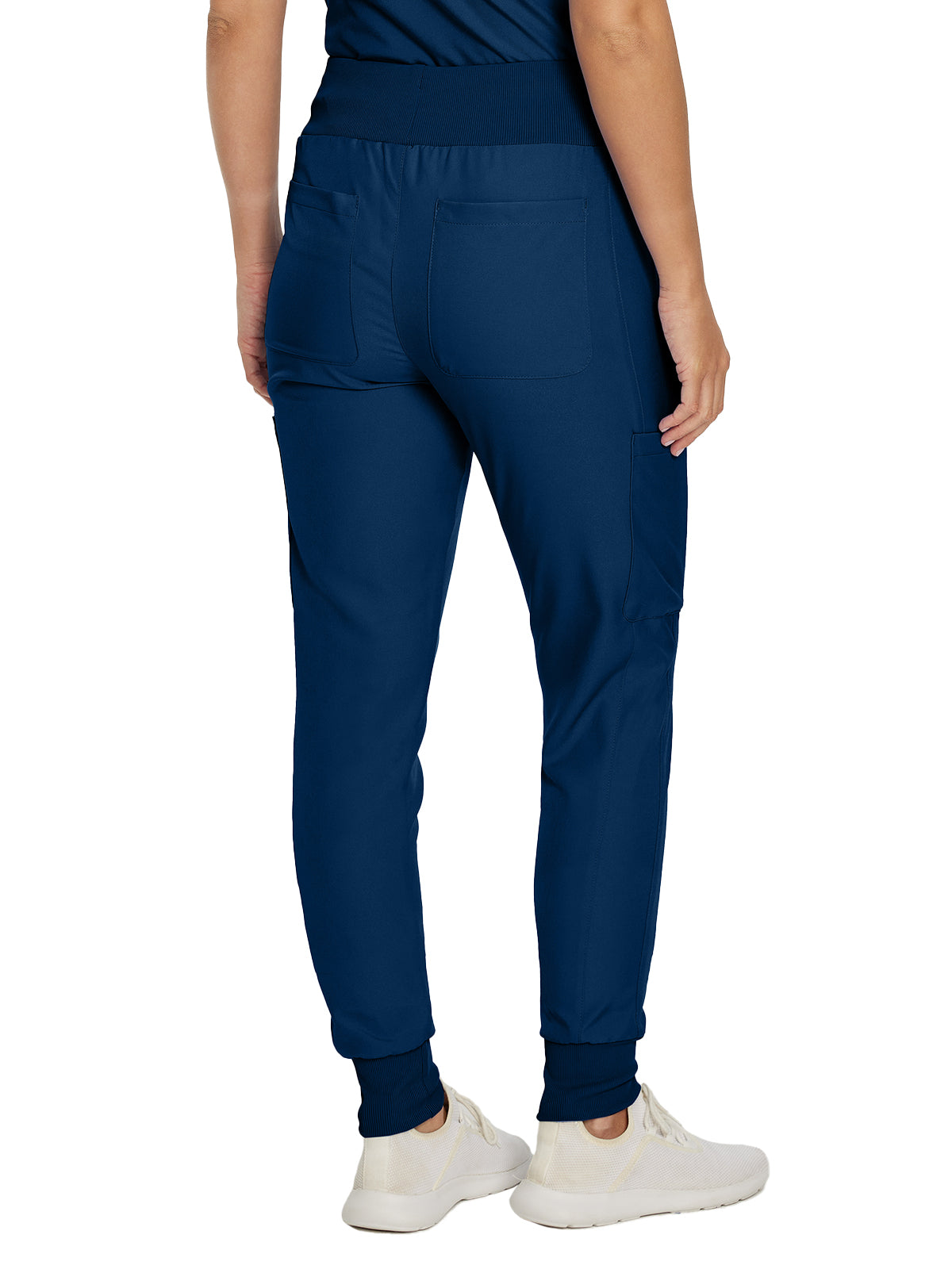 Women's 7-Pocket Mid-Rise Rib-Knit Elastic Waist Cargo Pant