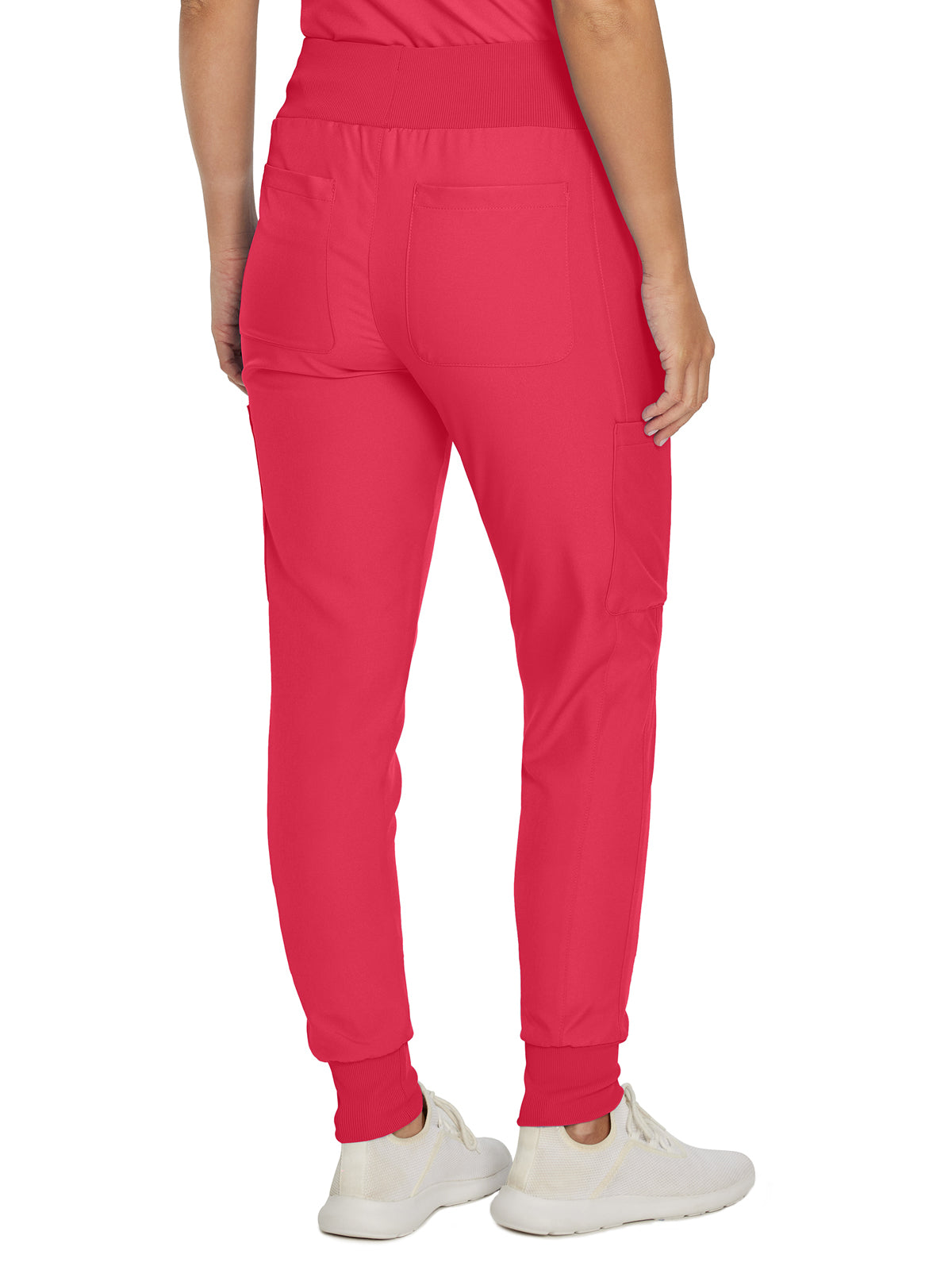 Women's 7-Pocket Mid-Rise Rib-Knit Elastic Waist Cargo Pant