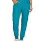 Women's Seven-Pocket Mid-Rise Rib-Knit Elastic Waist Cargo Pant - LB401 - Teal