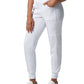 Women's Seven-Pocket Mid-Rise Rib-Knit Elastic Waist Cargo Pant - LB401 - White