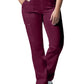 Women's Five-Pocket Mid-Rise Rib-Knit Elastic Waist Straight Leg Pant - LB405 - Wine