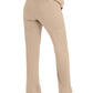 Women's 5-Pocket Mid-Rise Rib-Knit Elastic Waist Straight Leg Scrub Pant