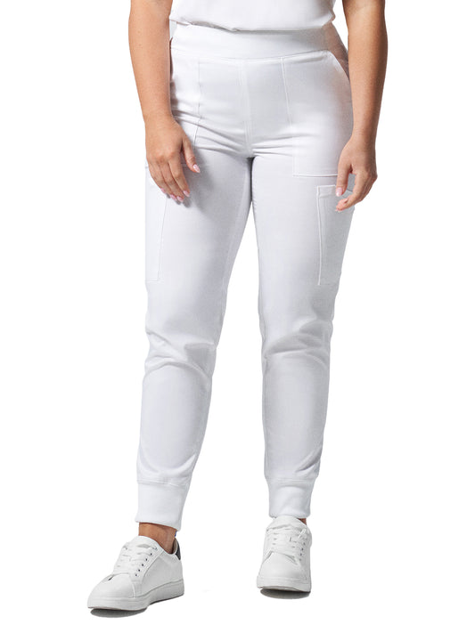 Women's 6-Pocket Mid-Rise Elastic-Back Waist Jogger Scrub Pant